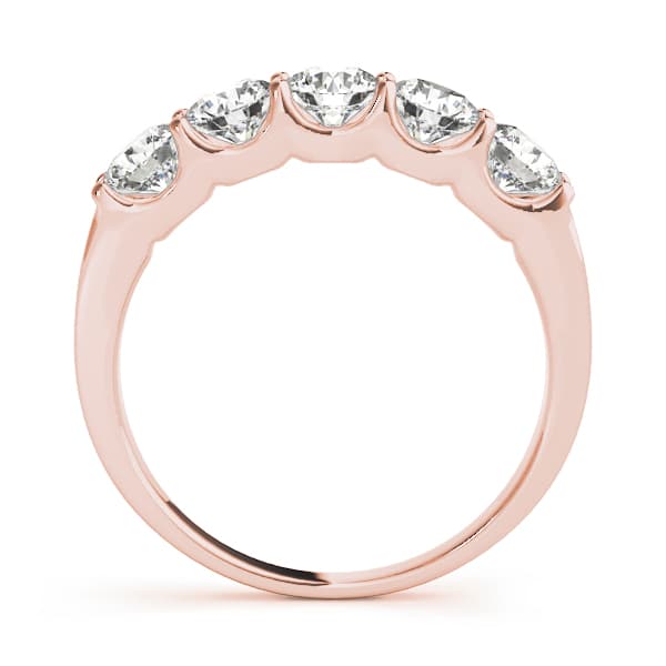 5-Stone Shared-Prong Wedding Band (1 1/2 ct. tw.), Side view in rose gold