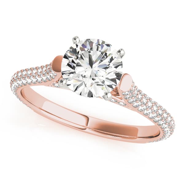 Multi-Row Pavé Hidden Halo Engagement Ring, style 50604, Front view in rose gold