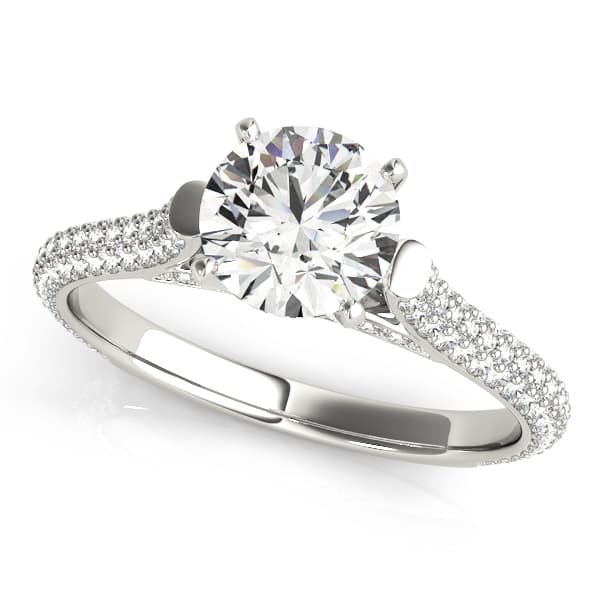Multirow Pavé Hidden Halo Engagement Ring — style 50604 in 10k White Gold