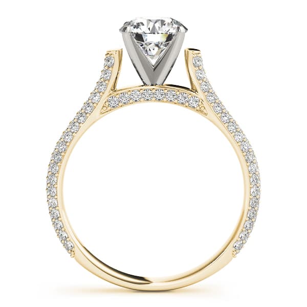 Multi-Row Pavé Hidden Halo Engagement Ring, style 50604, Side view in yellow gold