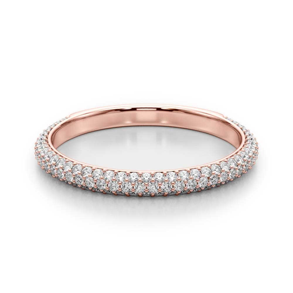 Multi-Row Pavé Wedding Bands (0.54 ct. tw.), On hand view in rose gold