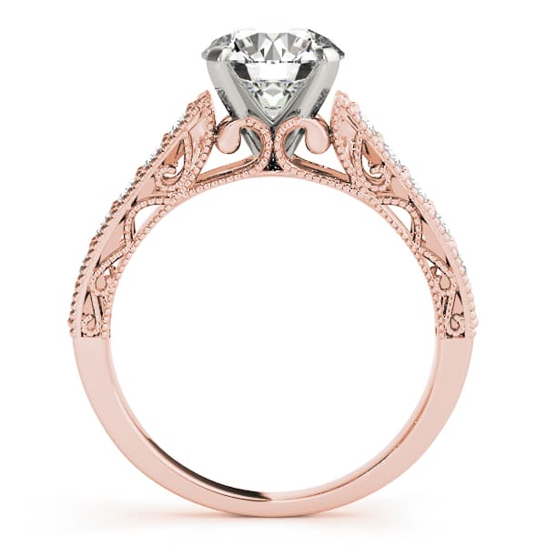 Vintage Inspired Engagement Ring, style 50606, Side view in rose gold
