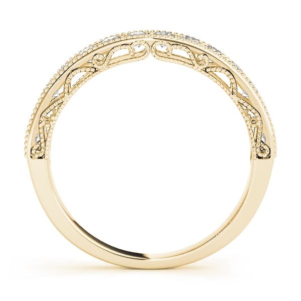 Vintage-Inspired Milgrain Wedding Band (0.42 ct. tw.), Side view in yellow gold