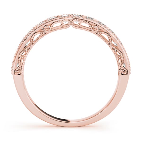 Vintage-Inspired Milgrain Wedding Band (0.42 ct. tw.), Side view in rose gold