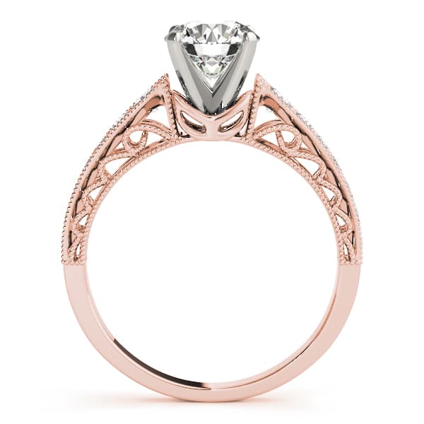 Antique Single Row Milgrain Engagement Ring, style 50608, Side view in rose gold
