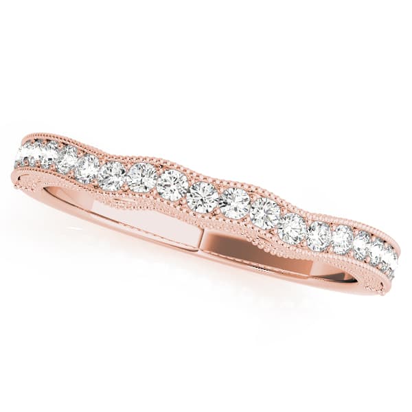 Curved Milgrain Wedding Bands (0.21 ct. tw.), Front view in rose gold