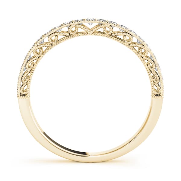 Curved Milgrain Wedding Bands (0.21 ct. tw.), Side view in yellow gold