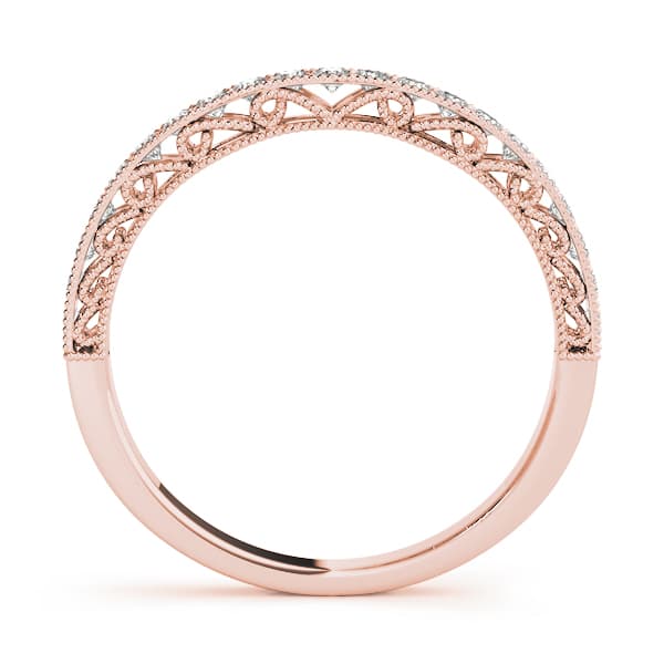 Curved Milgrain Wedding Bands (0.21 ct. tw.), Side view in rose gold