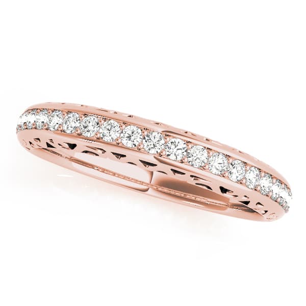 Vintage Prong In Channel Wedding Band (0.21 ct. tw.), Front view in rose gold
