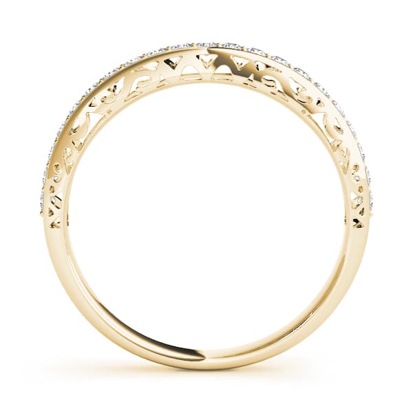 Vintage Prong In Channel Wedding Band (0.21 ct. tw.), Side view in yellow gold
