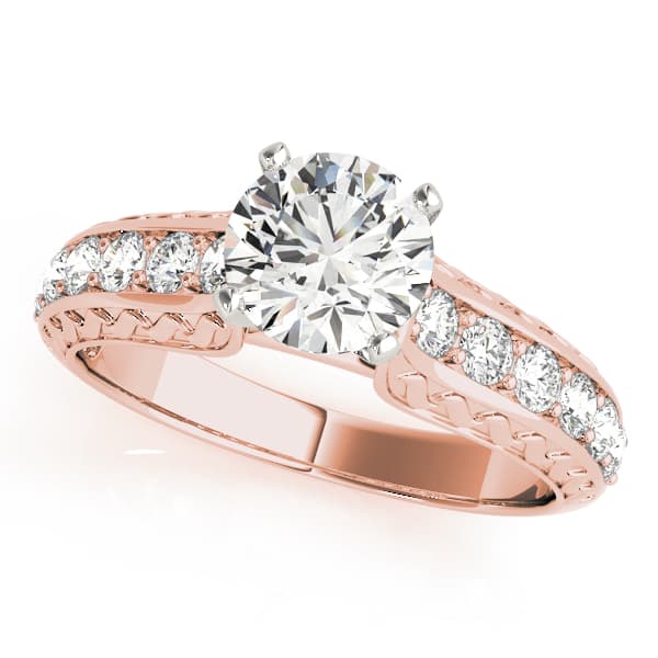 Antique Engagement Ring, style 50615, Front view in rose gold