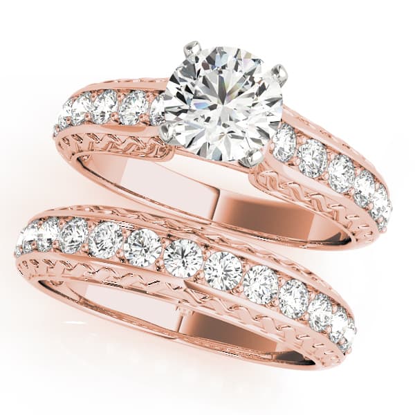 Antique Engagement Ring, style 50615, On hand view in rose gold