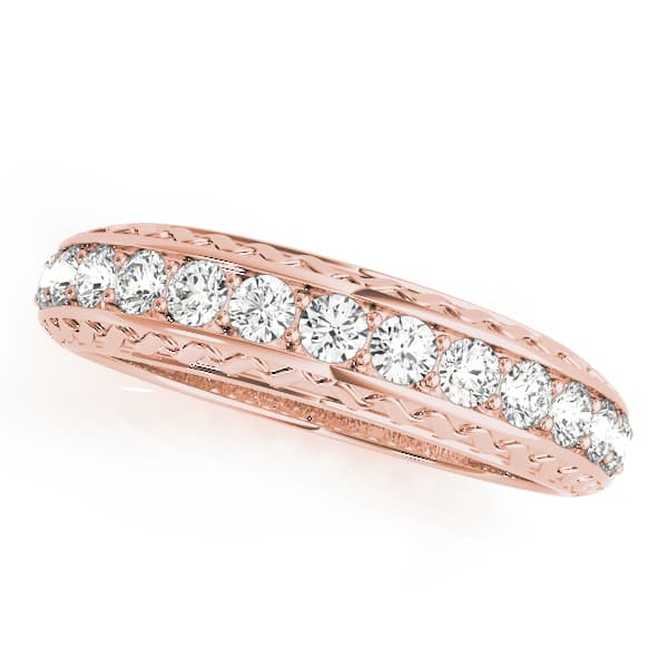 Prong Set Wedding Band (0.52 ct. tw.), Front view in rose gold