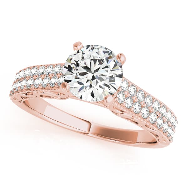 Antique Engagement Ring, style 50618, Front view in rose gold