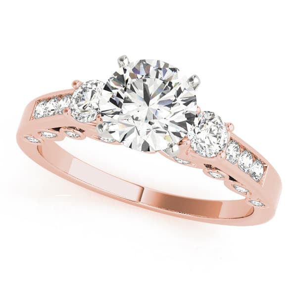 3-Stone Channel Set Solitaire Engagement Ring, style 50619, Front view in rose gold