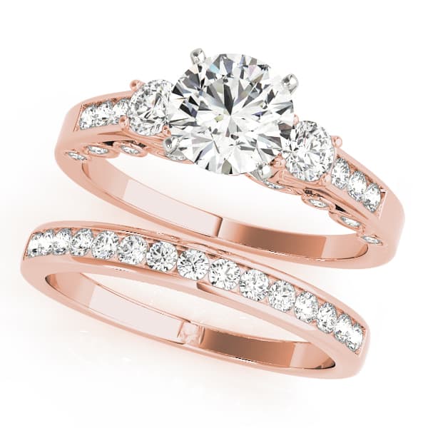 3-Stone Channel Set Solitaire Engagement Ring, style 50619, On hand view in rose gold