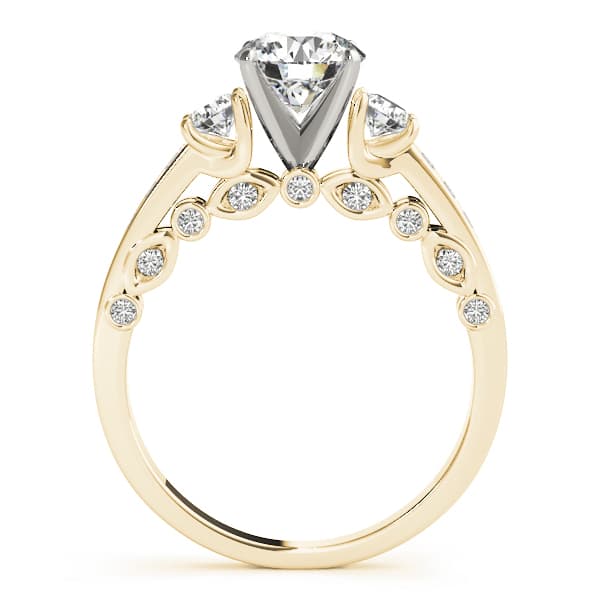 3-Stone Channel Set Solitaire Engagement Ring, style 50619, Side view in yellow gold