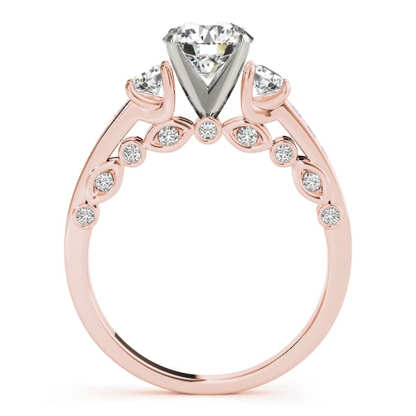 3-Stone Channel Set Solitaire Engagement Ring, style 50619, Side view in rose gold