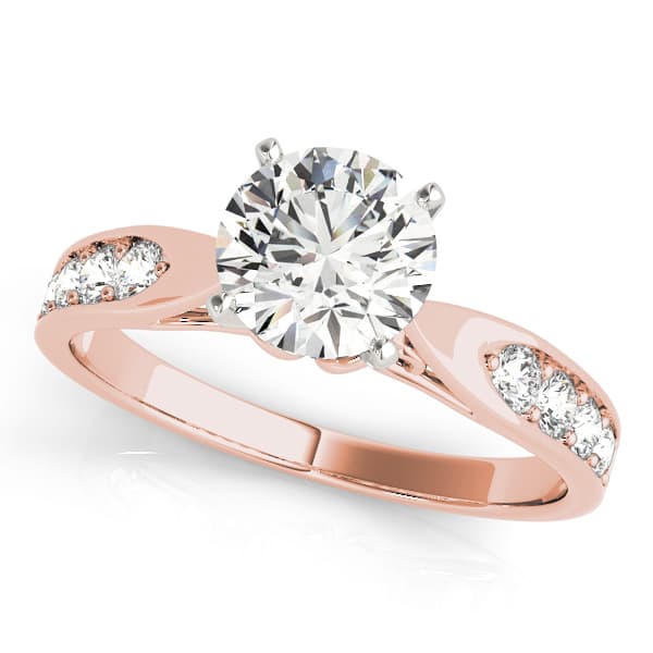 Single Row Prong Engagement Ring, style 50621, Front view in rose gold