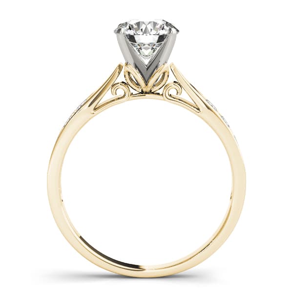 Single Row Prong Engagement Ring, style 50621, Side view in yellow gold
