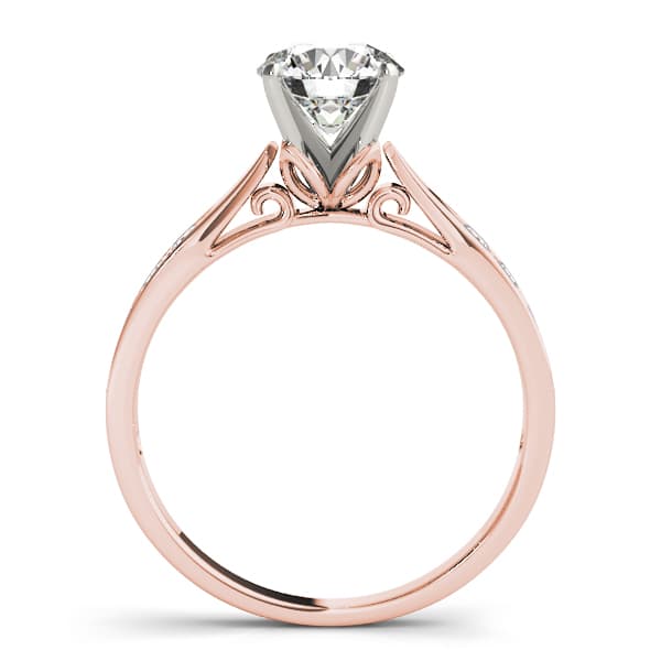 Single Row Prong Engagement Ring, style 50621, Side view in rose gold