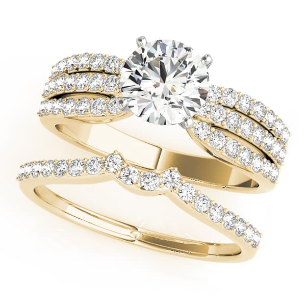 Multi-Row Engagement Ring, style 50622, On hand view in yellow gold