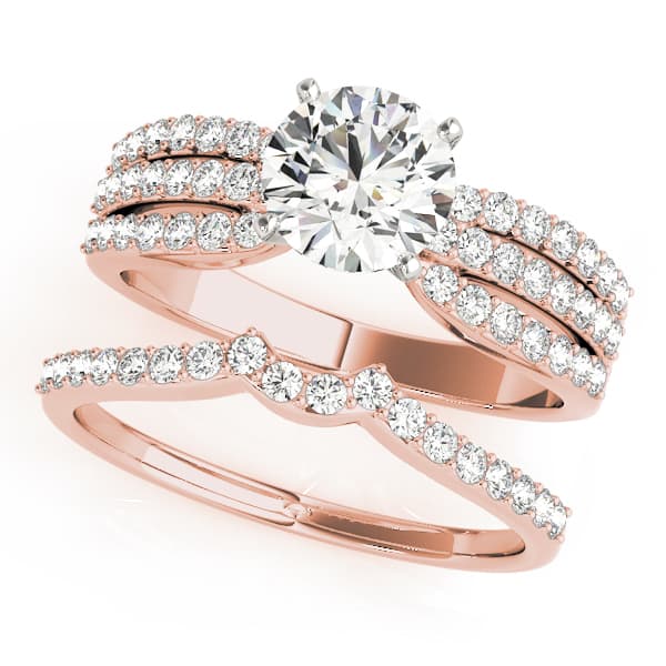 Multi-Row Engagement Ring, style 50622, On hand view in rose gold