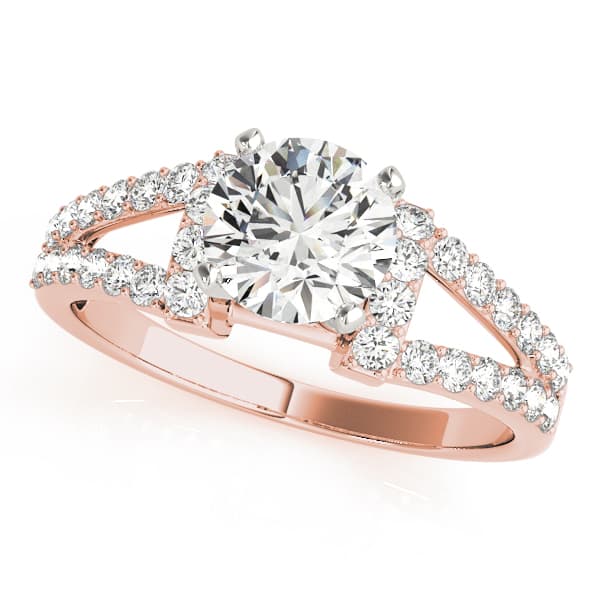 Multi-Row Split Shank Engagement Ring, style 50623, Front view in rose gold