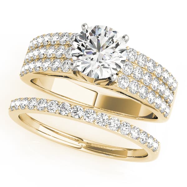 Multi-Row Engagement Ring, style 50625, On hand view in yellow gold