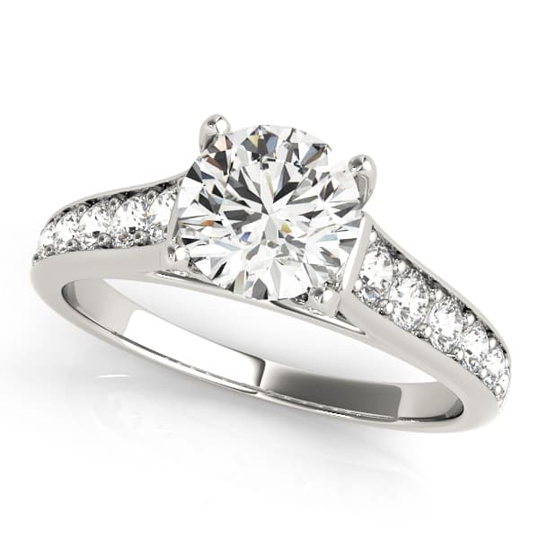 Accented Single Row Round Engagement Ring — style 50628 in 10k White Gold