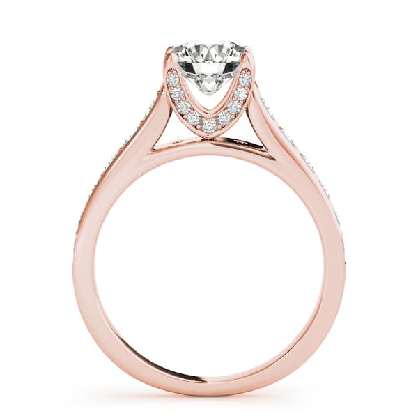 Accented Single Row Round Engagement Ring, style 50628, Side view in rose gold