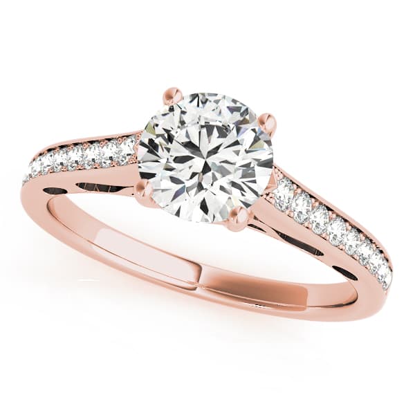 Single Row Prong Engagement Ring, style 50629, Front view in rose gold