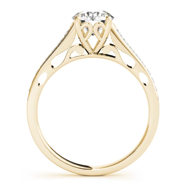 Single Row Prong Engagement Ring, style 50629, Side view in yellow gold