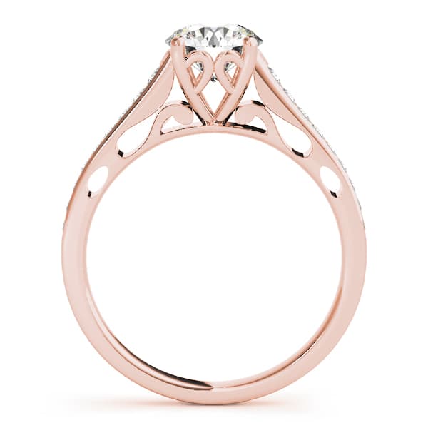 Single Row Prong Engagement Ring, style 50629, Side view in rose gold
