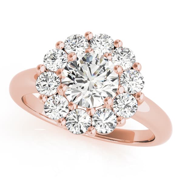 Round Halo Engagement Ring, style 50630, Front view in rose gold