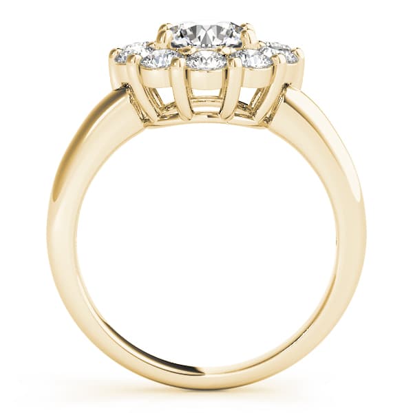 Round Halo Engagement Ring, style 50630, Side view in yellow gold