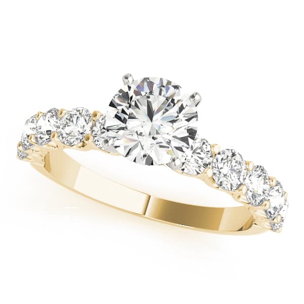 Single Row Diamond Engagement Ring, style 50631, Front view in yellow gold
