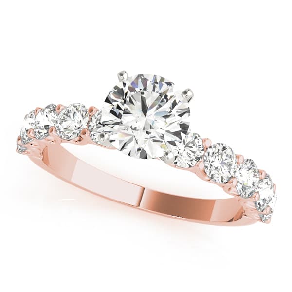 Single Row Diamond Engagement Ring, style 50631, Front view in rose gold