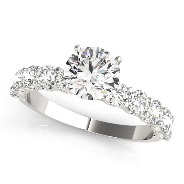 Single Row Diamond Engagement Ring in White gold