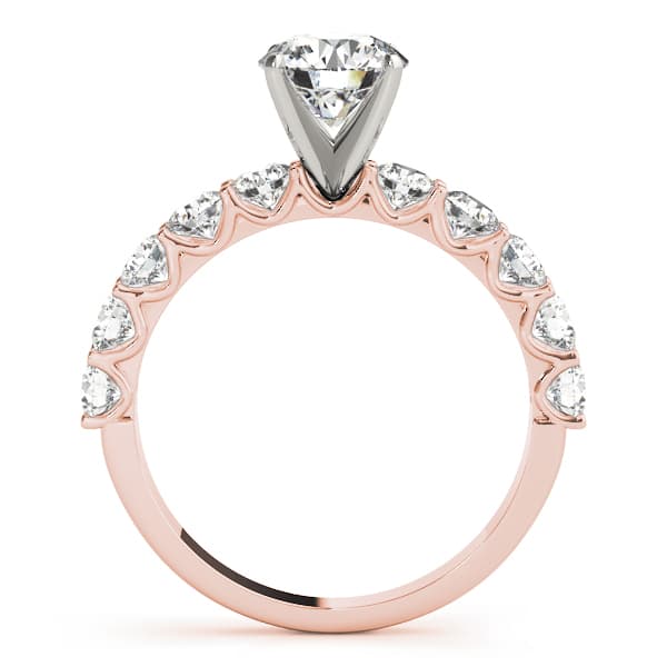 Single Row Diamond Engagement Ring, style 50631, Side view in rose gold