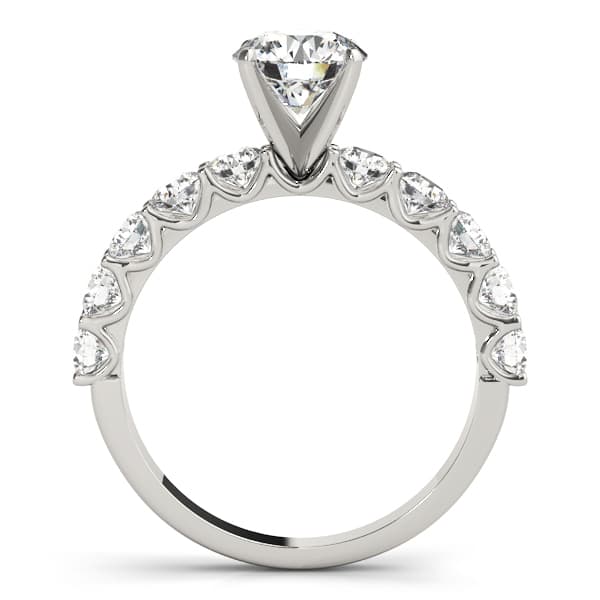 Single Row Diamond Engagement Ring, style 50631, Side view in white gold or platinum