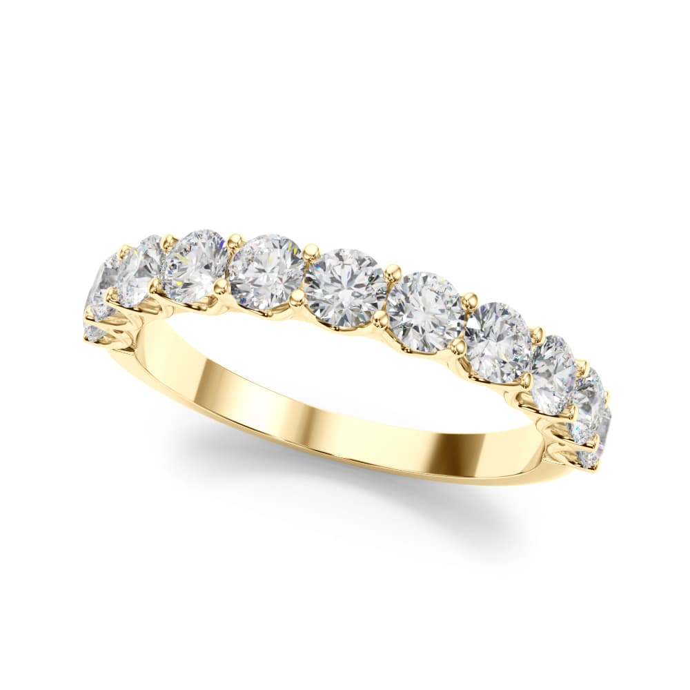 11-Stone Shared Prong Wedding Band (2/3 ct. tw.), Front view in yellow gold