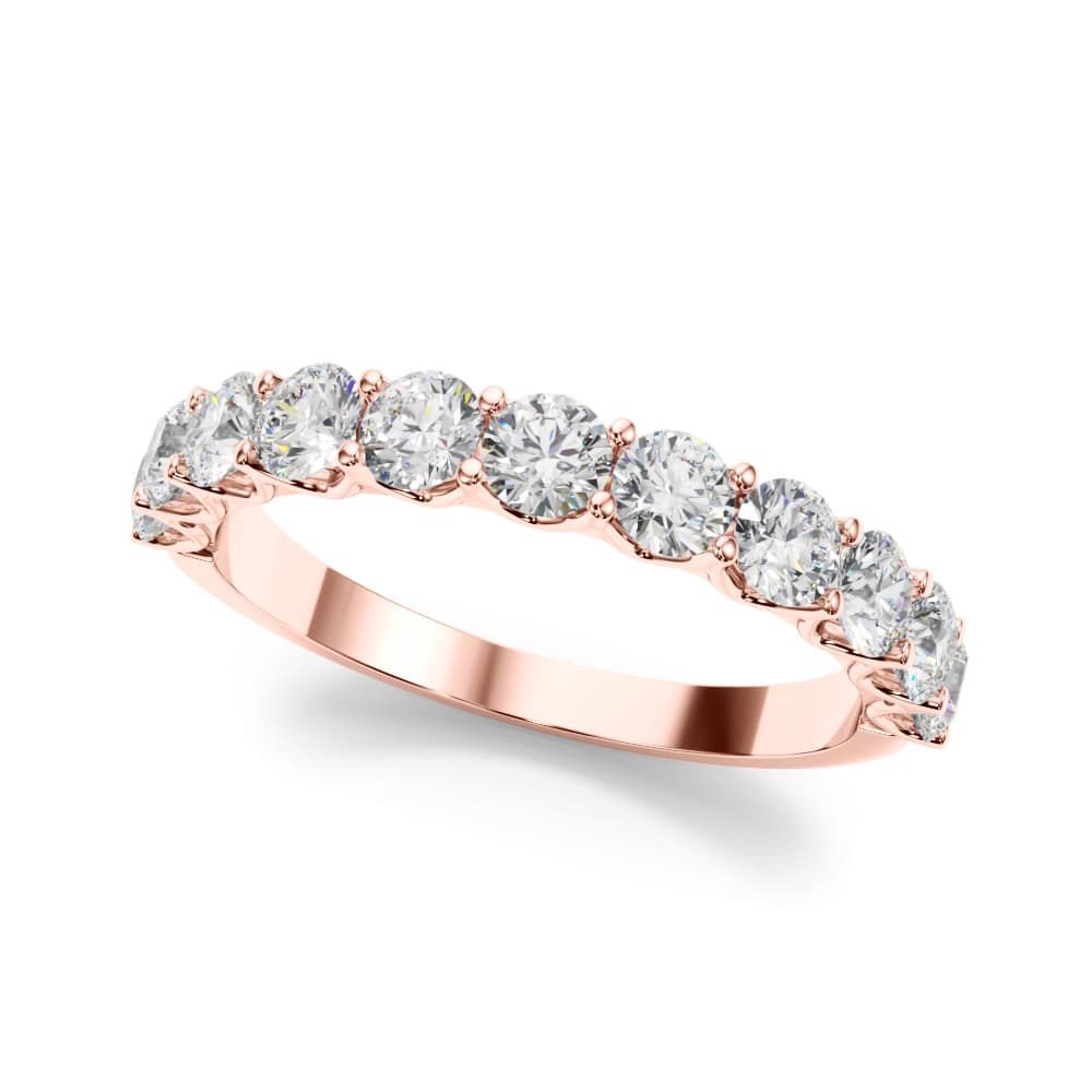 11-Stone Shared Prong Wedding Band (2/3 ct. tw.), Front view in rose gold
