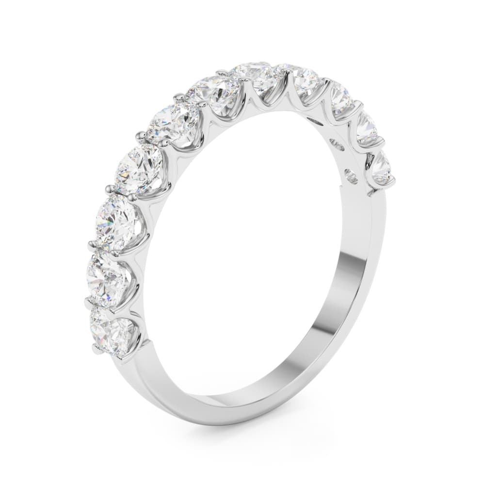 11-Stone Shared Prong Wedding Band (2/3 ct. tw.), Angle view in white gold or platinum