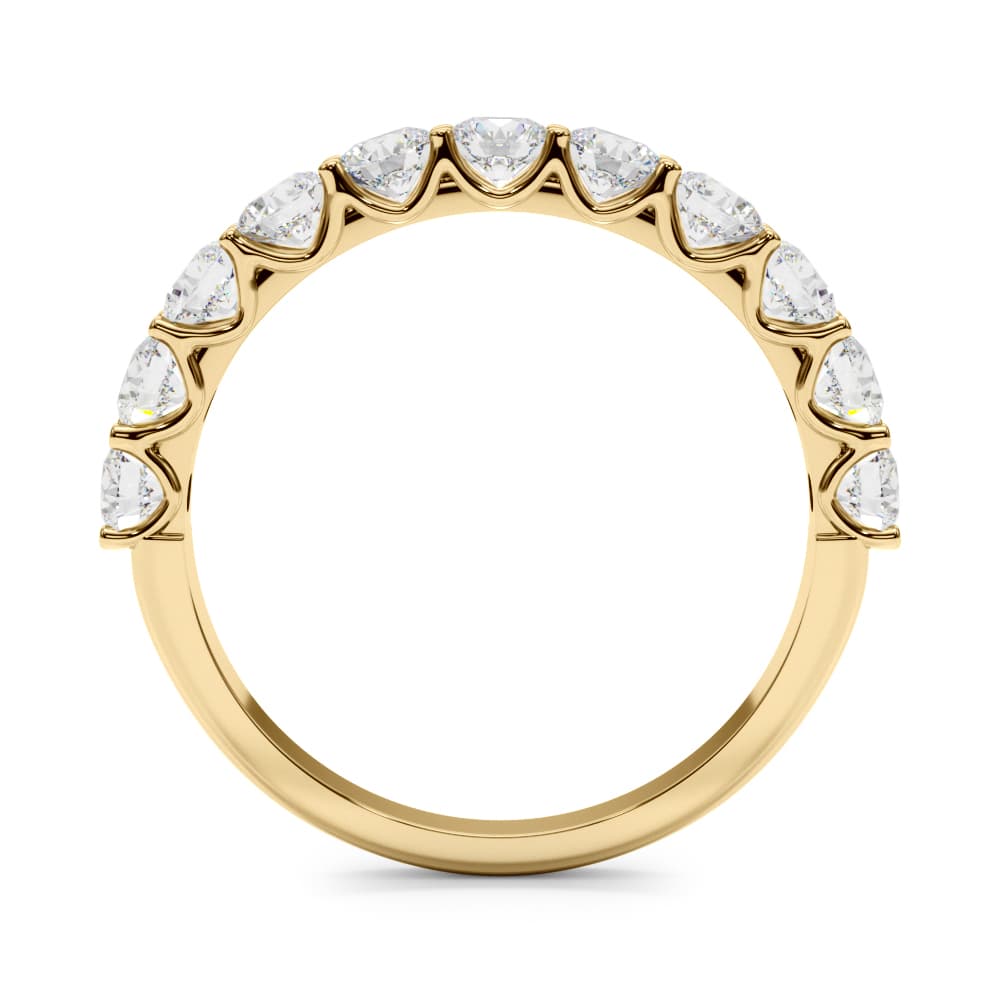11-Stone Shared Prong Wedding Band (2/3 ct. tw.), Side view in yellow gold