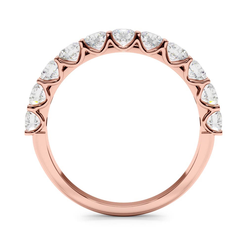 11-Stone Shared Prong Wedding Band (2/3 ct. tw.), Side view in rose gold