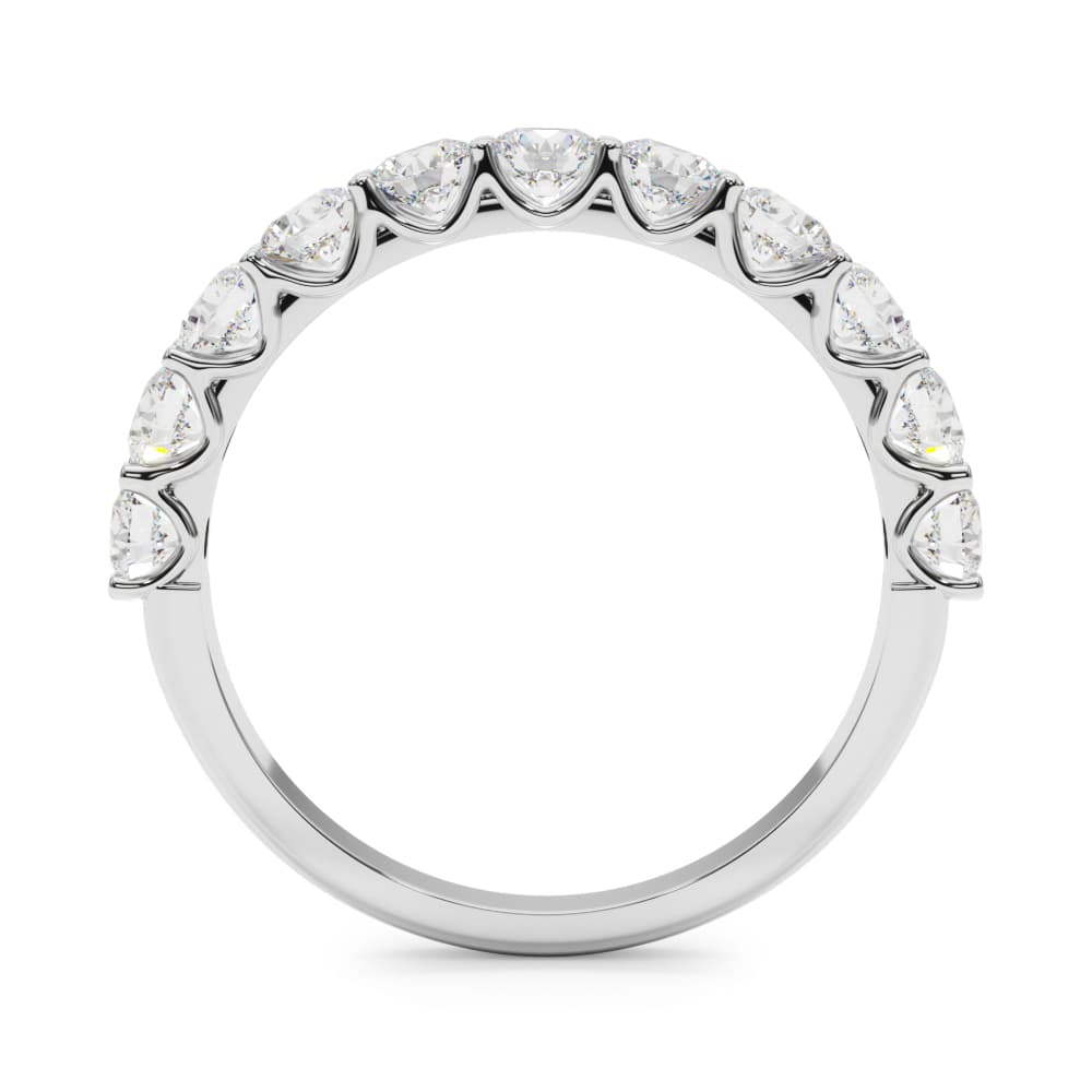 11-Stone Shared Prong Wedding Band (2/3 ct. tw.), Side view in white gold or platinum