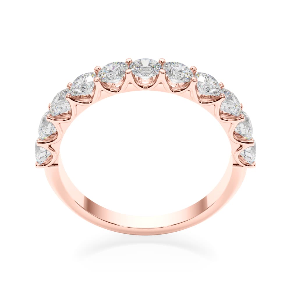 11-Stone Shared Prong Wedding Band (2/3 ct. tw.), Top view in rose gold