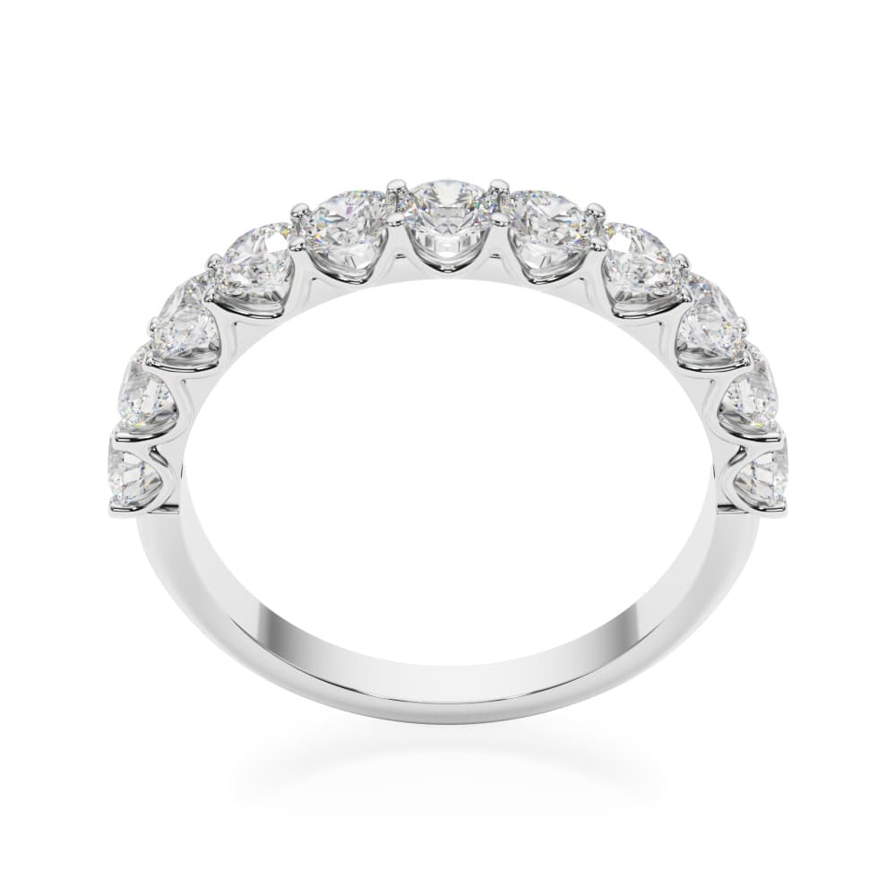 11-Stone Shared Prong Wedding Band (2/3 ct. tw.), Top view in white gold or platinum