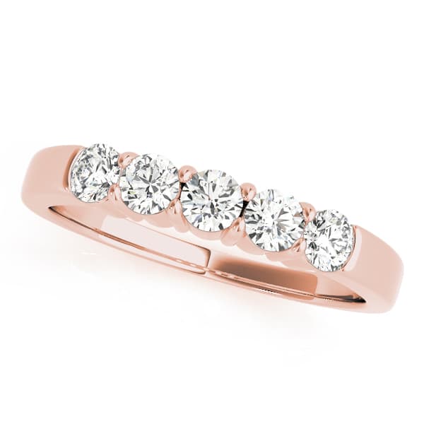 Shared Prong Wedding Band (2 ct. tw.), Front view in rose gold